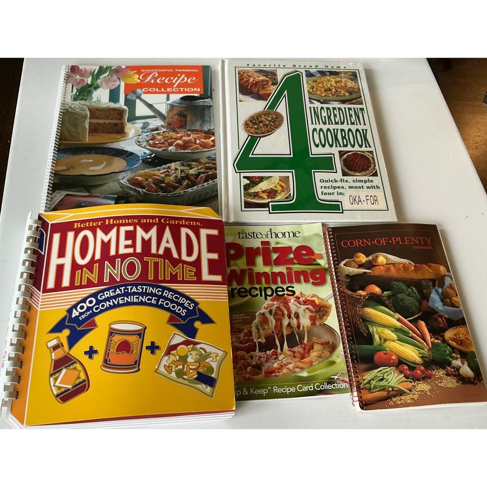 Better Homes and Gardens Vintage Cookbook Lot Taste of Home 4 Ingredient 5 Books